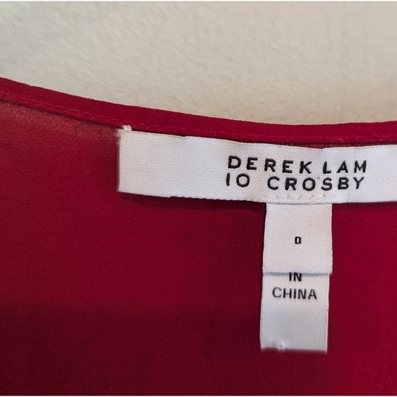Derek Lam 10 Crosby Red 100% Silk Wrap Blouse Size 0 - Picture 2 of 7